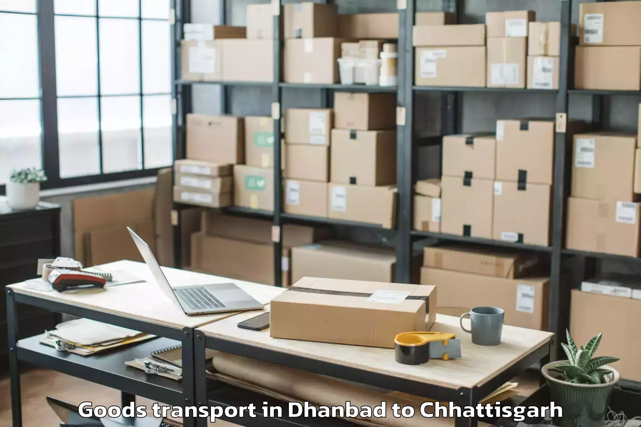 Easy Dhanbad to Nit Raipur Goods Transport Booking